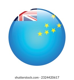 The flag of Tuvalu. Flag icon. Standard color. Circle icon flag. 3d illustration. Computer illustration. Digital illustration. Vector illustration.