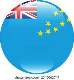The flag of Tuvalu. Flag icon. Standard color. Circle icon flag. 3d illustration. Computer illustration. Digital illustration. Vector illustration.