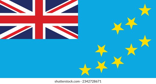 The flag of Tuvalu. Flag icon. Standard color. Standard size. A rectangular flag. Computer illustration. Digital illustration. Vector illustration.