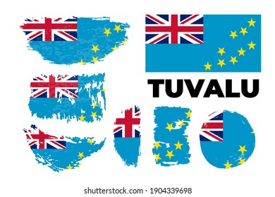Flag of Tuvalu the illustration vector on a white background, grunge set brush stroke Design Elements. Vector illustration