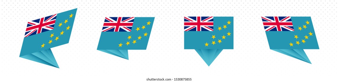 Flag of Tuvalu in modern abstract design, vector flag set.