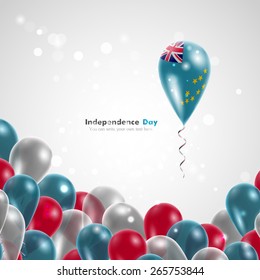 Flag of Tuvalu on balloon. Celebration and gifts. Ribbon in the colors are twisted. Independence Day. Balloons on the feast of the national