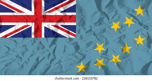 Flag of Tuvalu on wrinkled paper vector illustration.
