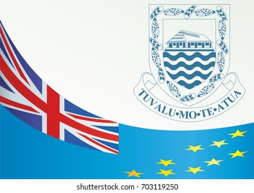 Flag of Tuvalu, Polynesian island nation, template for the award, an official document with the flag and the symbol of Tuvalu