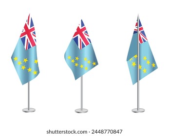 Flag of Tuvalu with silver pole