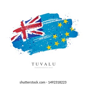 Flag of Tuvalu. Vector illustration on a white background. Brush strokes are drawn by hand. Independence Day.