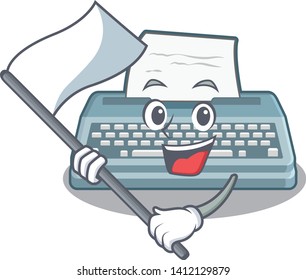 With flag typewriter in the a mascot closet