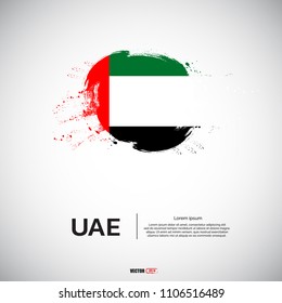 Flag of UAE with  brush stroke background vector