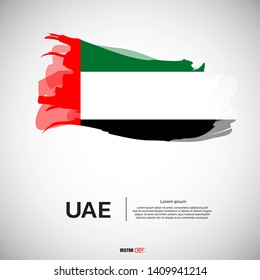 Flag of UAE with  brush stroke background vector