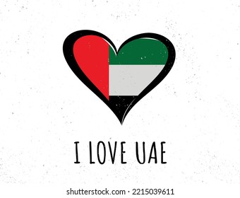 Flag of UAE in a heart shape. UAE flag vector icon.