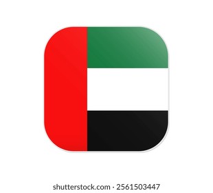 Flag of UAE icon. Rounded square flat vector of flag icon design, isolated on white background. vector illustration