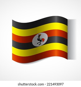 Flag of Uganda Banner of the country in waveform fluttering in the wind. Independence Day News Flat Volumetric Image Language National Logos Stock Vector Illustration Icon Picture. 