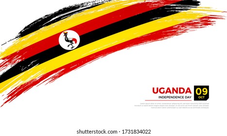 Flag of Uganda country. Happy Independence day of Uganda background with grunge brush flag illustration