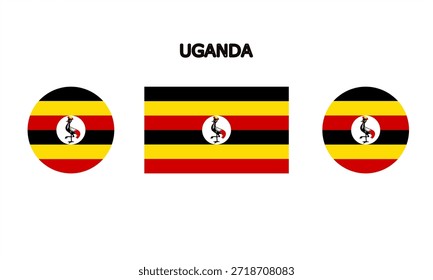 Flag of Uganda country in high quality (rectangle and circle shape)