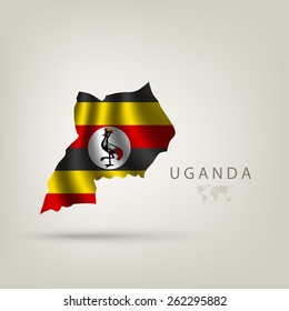 Flag of UGANDA as a country with shadow