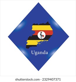 Icono de la bandera de Uganda aislado en un fondo azul