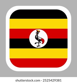 The flag of Uganda. Flag icon. Standard color. flat vector square with rounded corners. Computer illustration. Digital illustration. Vector illustration