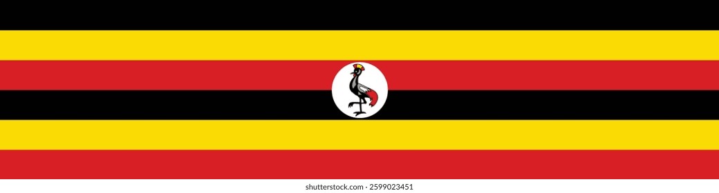 Flag of Uganda. Uganda flag long banner digital vector illustration