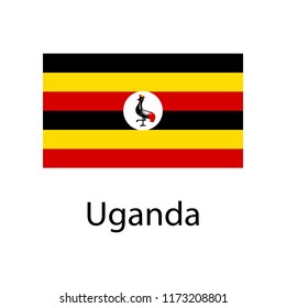 Flag of Uganda with name icon. Official colors and proportion correctly. National  Uganda Flag . Uganda Flag  illustration. National Uganda Flag