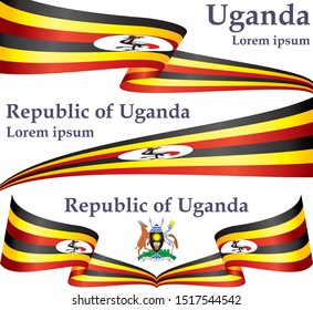 Flag of Uganda, Republic of Uganda. Template for award design, an official document with the flag of Uganda. Bright, colorful vector illustration for graphic and web design.