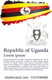 Flag of Uganda, Republic of Uganda. Template for award design, an official document with the flag of Uganda. Bright, colorful vector illustration for graphic and web design.