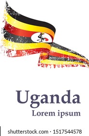 Flag of Uganda, Republic of Uganda. Template for award design, an official document with the flag of Uganda. Bright, colorful vector illustration for graphic and web design.