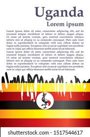 Flag of Uganda, Republic of Uganda. Template for award design, an official document with the flag of Uganda. Bright, colorful vector illustration for graphic and web design.