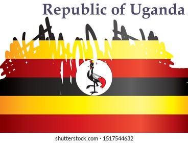 Flag of Uganda, Republic of Uganda. Template for award design, an official document with the flag of Uganda. Bright, colorful vector illustration for graphic and web design.
