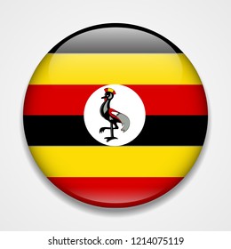 Flag of Uganda. Round glossy badge