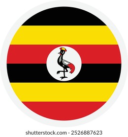 Bandeira de Uganda. Ícone de vetor redondo para aplicativos móveis ou design da Web