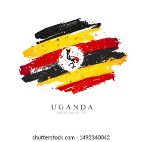 Flag of Uganda. Vector illustration on a white background. Brush strokes are drawn by hand. Independence Day.