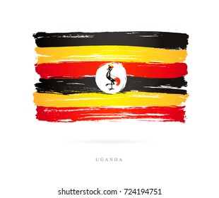 Flag of Uganda. Vector illustration on white background. Beautiful brush strokes. Abstract concept. Elements for design.