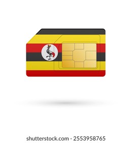 Flag of Uganda. Vector illustration of SIM Card with flag on white background