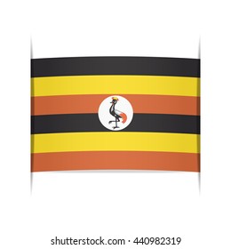 Flag of Uganda. Vector illustration of a stylized flag. The slit in the paper with shadows. Element for infographics.