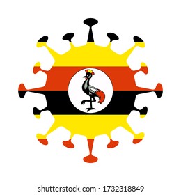 Flagge Ugandas in Virusform. Länderzeichen Vector-Abbildung.