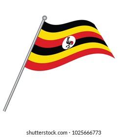 Flag of Uganda , Uganda flag waving isolated vector illustration