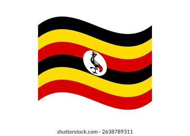 Flag of Uganda. Uganda wavy flag digital vector illustration.