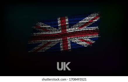 Flag of the UK. Vector illustration in grunge style with cracks and abrasions. Good image for print