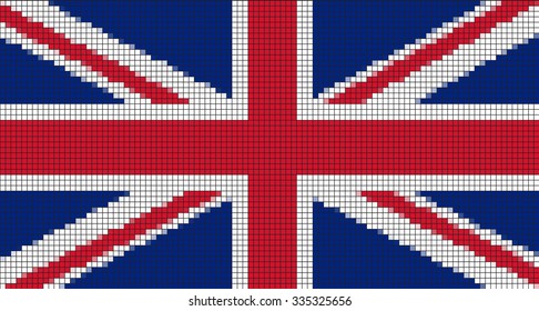 Flag of UK.British pixel flag.Vector illustration.