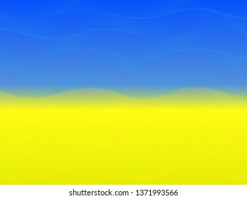 Flag of Ukraine with abstract waves in flag color