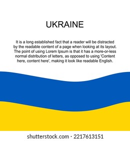 Flag of Ukraine for banner in square white background. Ukraine flag with space for text. Ukraine square banner with flag . vector illustration eps10