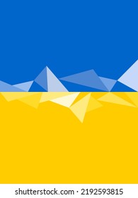 The flag of Ukraine is blue and yellow. Vertical national poster with abstract triangles. Vector.