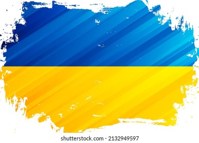 Flag of Ukraine brush stroke background. Ukrainian national flag. Vector illustration.