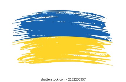 Flag of Ukraine in brush stroke background.