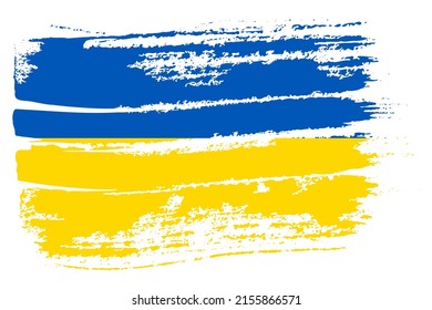 Flagge der Ukraine auf Pinselstrich-Hintergrund.
