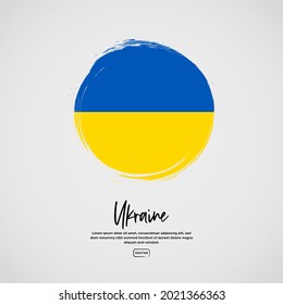Flagge der Ukraine mit Pinselstrich und Text