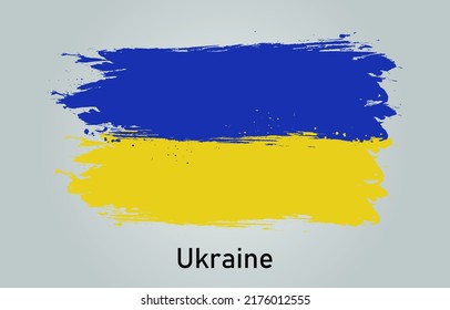 Flag of Ukraine brush stroke grunge style banner background. vector.