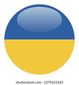 The flag of Ukraine. Button flag icon. Standard color. Circle icon flag. 3d illustration. Computer illustration. Digital illustration. Vector illustration.