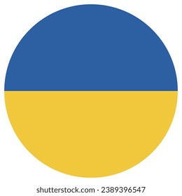The flag of Ukraine. Button flag icon. Standard color. Circle icon flag. Computer illustration. Digital illustration. Vector illustration.