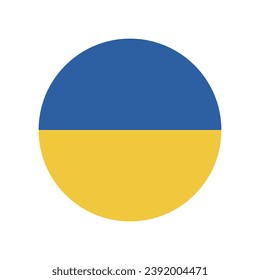 The flag of Ukraine. Button flag icon. Standard color. Circle icon flag. Computer illustration. Digital illustration. Vector illustration.